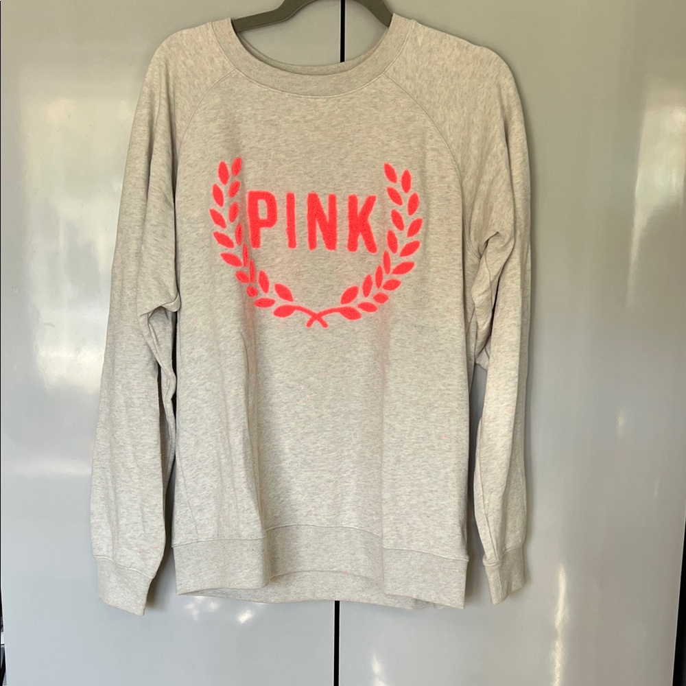PINK Victoria's Secret Light Gray Sweatshirt with Pink Logo